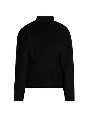 Half Placket Wool Sweater