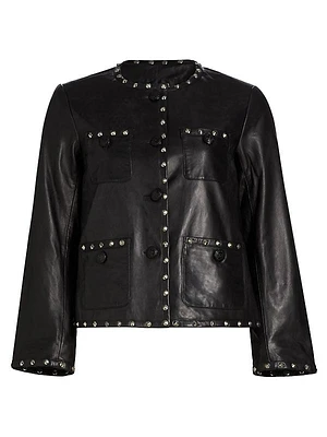 Leather Slouch Studded Jacket