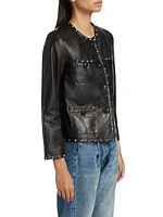 Leather Slouch Studded Jacket