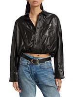 Leather Crossover Bubble Shirt