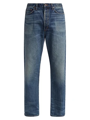 90's Cotton Denim Mid-Rise Straight-Leg Jeans