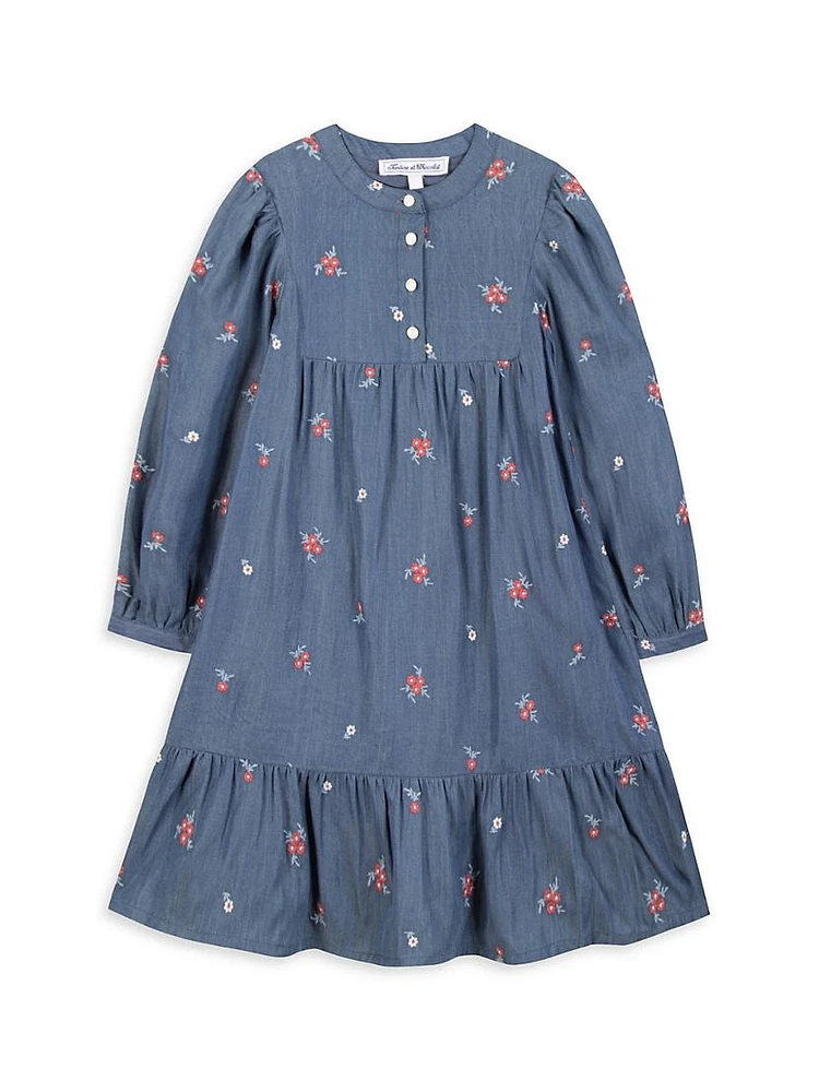 Little Girl's & Floral Chambray Dress