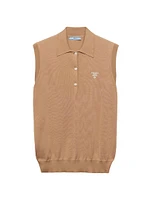 Sleeveless Silk Polo Shirt