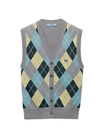 Wool Vest Top with an Argyle Pattern