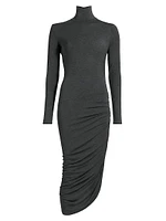 Draped Turtleneck Midi-Dress