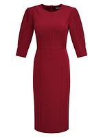 Gretchen Crepe Jewel-Neck Midi-Dress