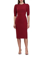 Gretchen Crepe Jewel-Neck Midi-Dress
