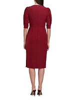 Gretchen Crepe Jewel-Neck Midi-Dress