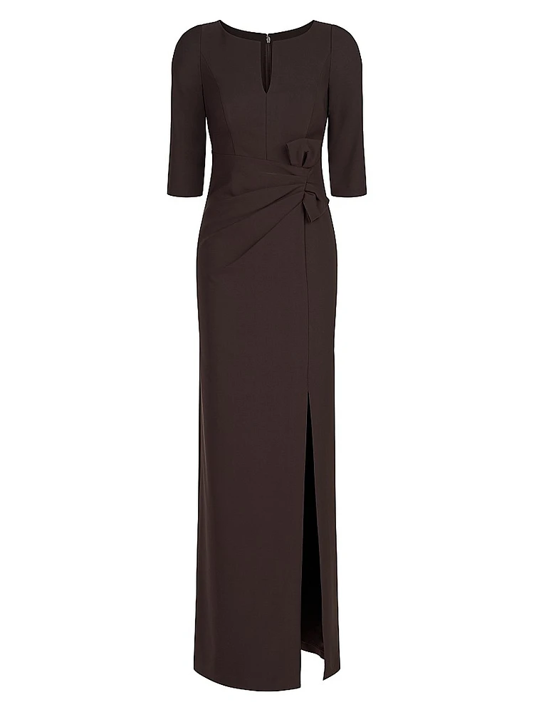 Priscilla Crepe Bow Column Gown