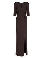 Priscilla Crepe Bow Column Gown