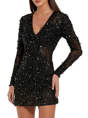 Sheer Sequined Minidress