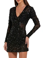 Sheer Sequined Minidress