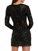 Sheer Sequined Minidress
