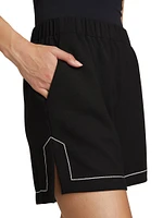 Embroidered Pull-On Shorts