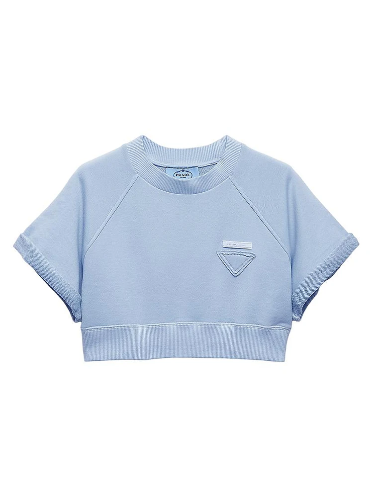 Cropped Cotton Fleece Top