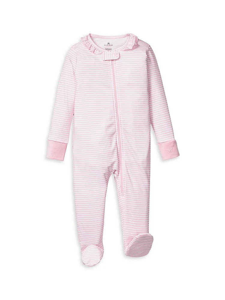 Baby's Striped Ruffle-Trim Footie