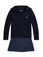 Little Girl's & Cable-Knit Zip-Up Hoodie