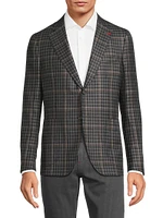 Damier Check Wool-Blend Two-Button Suit Jacket