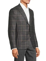 Damier Check Wool-Blend Two-Button Suit Jacket