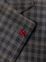 Damier Check Wool-Blend Two-Button Suit Jacket