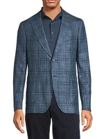 Check Wool-Blend Two-Button Blazer