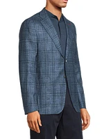 Check Wool-Blend Two-Button Blazer