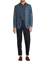 Check Wool-Blend Two-Button Blazer