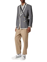 Double-Breasted Jacket in Stretch Cotton Canvas