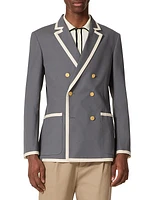 Double-Breasted Jacket in Stretch Cotton Canvas