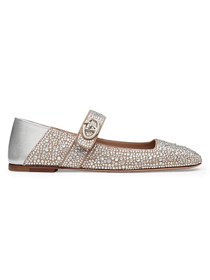 VLogo Locker Mary Jane Ballerinas with Crystals