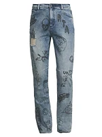 Scribble Mid-Rise Slim Jeans