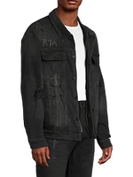 Crosses Distressed Denim Trucker Jacket