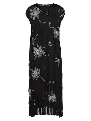 Embroidered Dress with Fringe