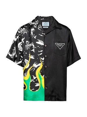 Double Match Silk Twill Shirt