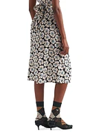 Printed Pongee Midi-Skirt