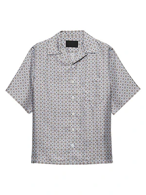 Short-Sleeved Printed Silk Shirt