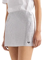 Embroidered Jersey Miniskirt