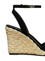 Double T Buckle 80MM Suede Wedge Sandals