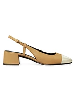 45MM Cap-Toe Leather Slingback Pumps