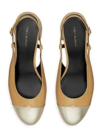 45MM Cap-Toe Leather Slingback Pumps