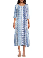 Blair Geometric Floral Cotton Midi-Dress