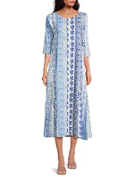 Blair Geometric Floral Cotton Midi-Dress