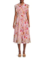 Ernestine Floral Print Midi Shirtdress