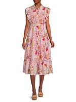 Ernestine Floral Print Midi Shirtdress