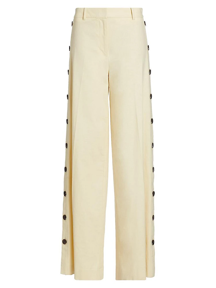 Carter Wide-Leg Button Detail Trousers