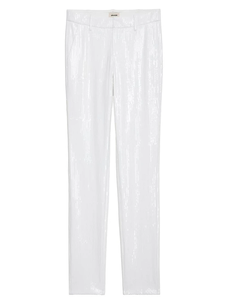 Prune Sequined Straight-Leg Suit Pants