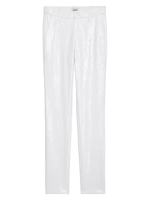 Prune Sequined Straight-Leg Suit Pants