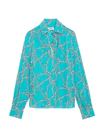 Chains Silk Button-Front Shirt