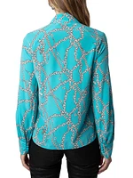 Chains Silk Button-Front Shirt