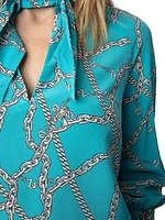 Chains Silk Button-Front Shirt